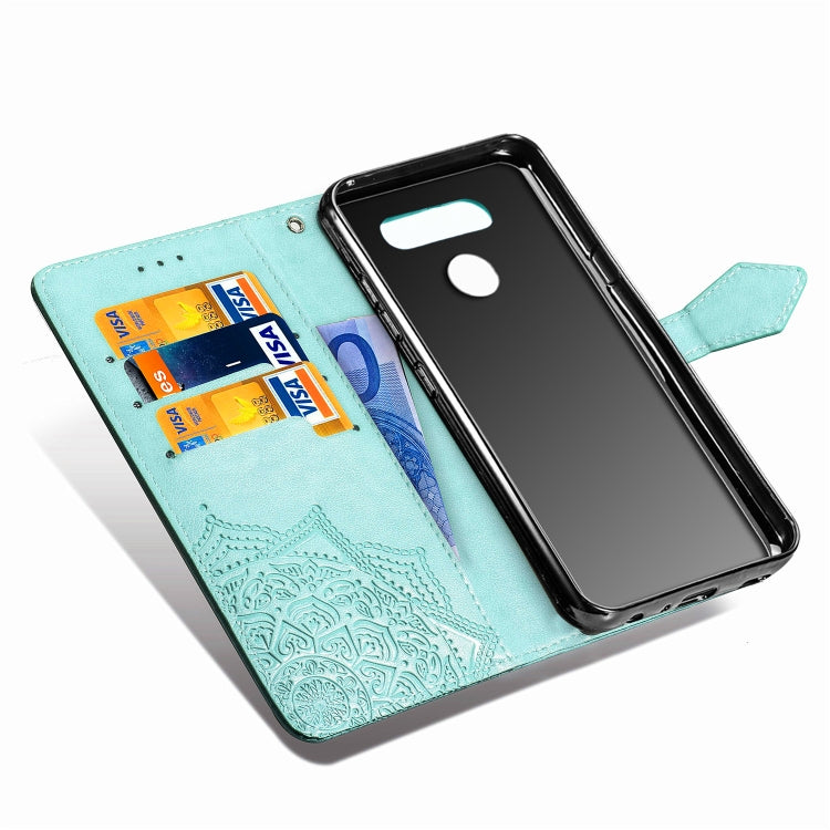For LG Q60 Halfway Mandala Embossing Pattern Horizontal Flip Leather Case with Holder & Card Slots & Wallet & Lanyard