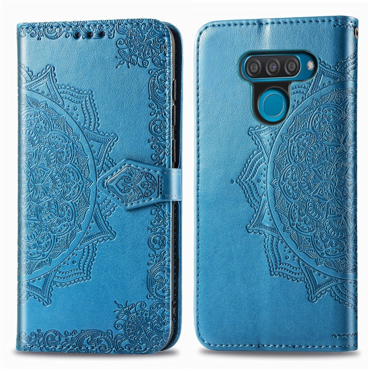 For LG Q60 Halfway Mandala Embossing Pattern Horizontal Flip Leather Case with Holder & Card Slots & Wallet & Lanyard