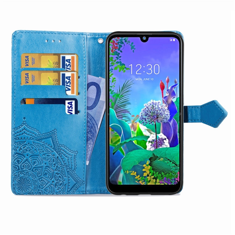 For LG Q60 Halfway Mandala Embossing Pattern Horizontal Flip Leather Case with Holder & Card Slots & Wallet & Lanyard