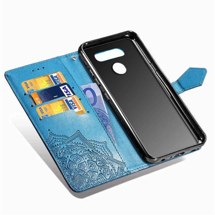 For LG Q60 Halfway Mandala Embossing Pattern Horizontal Flip Leather Case with Holder & Card Slots & Wallet & Lanyard
