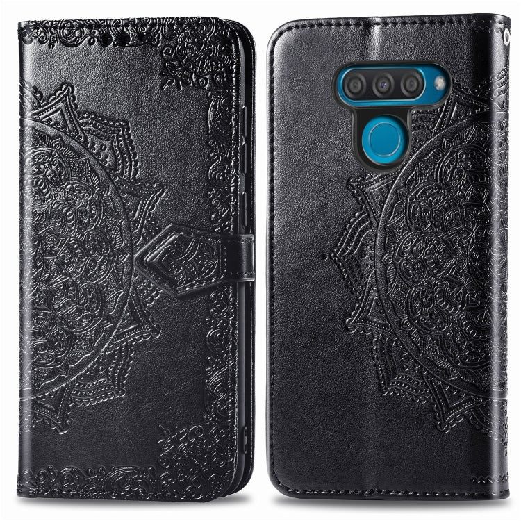 For LG Q60 Halfway Mandala Embossing Pattern Horizontal Flip Leather Case with Holder & Card Slots & Wallet & Lanyard