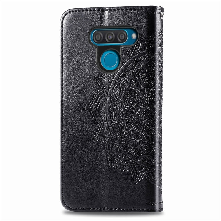 For LG Q60 Halfway Mandala Embossing Pattern Horizontal Flip Leather Case with Holder & Card Slots & Wallet & Lanyard