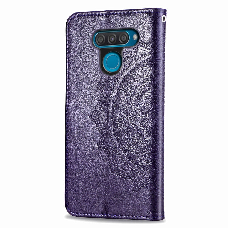 For LG Q60 Halfway Mandala Embossing Pattern Horizontal Flip Leather Case with Holder & Card Slots & Wallet & Lanyard