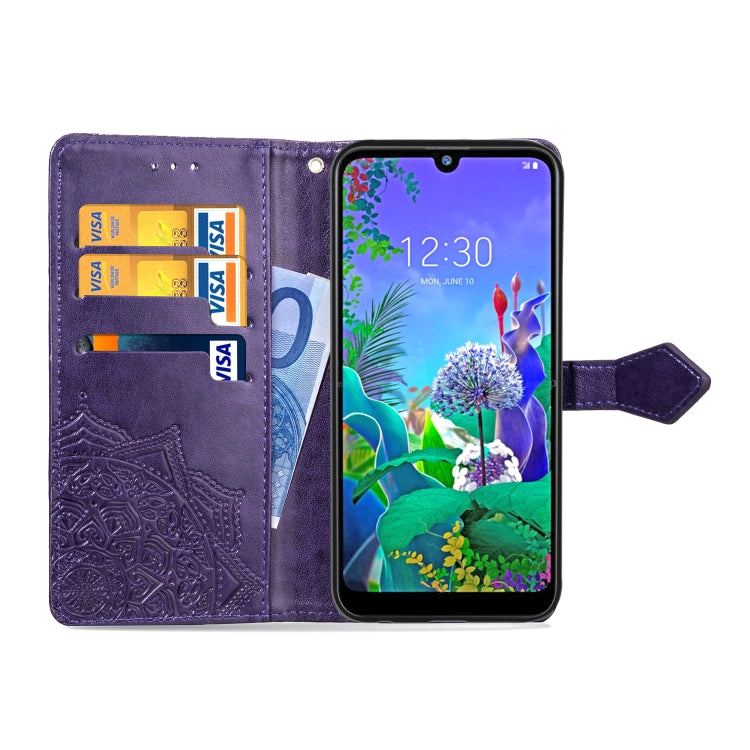 For LG Q60 Halfway Mandala Embossing Pattern Horizontal Flip Leather Case with Holder & Card Slots & Wallet & Lanyard