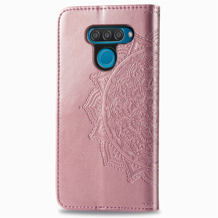 For LG Q60 Halfway Mandala Embossing Pattern Horizontal Flip Leather Case with Holder & Card Slots & Wallet & Lanyard