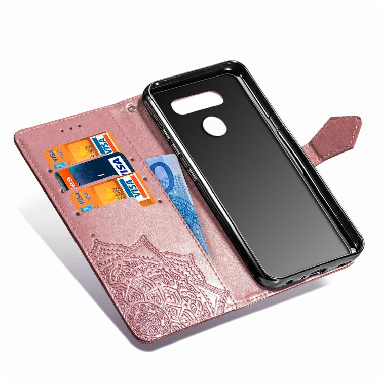 For LG Q60 Halfway Mandala Embossing Pattern Horizontal Flip Leather Case with Holder & Card Slots & Wallet & Lanyard