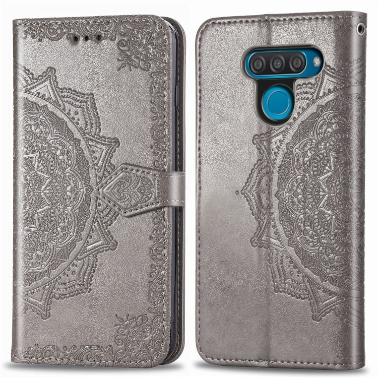 For LG Q60 Halfway Mandala Embossing Pattern Horizontal Flip Leather Case with Holder & Card Slots & Wallet & Lanyard