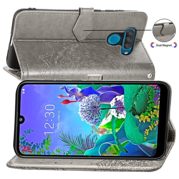 For LG Q60 Halfway Mandala Embossing Pattern Horizontal Flip Leather Case with Holder & Card Slots & Wallet & Lanyard