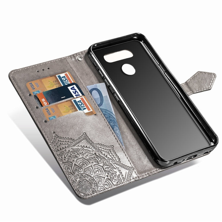 For LG Q60 Halfway Mandala Embossing Pattern Horizontal Flip Leather Case with Holder & Card Slots & Wallet & Lanyard