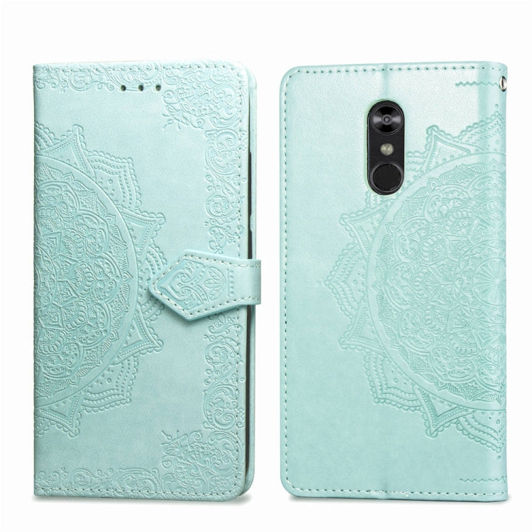For LG Stylo 4 Halfway Mandala Embossing Pattern Horizontal Flip Leather Case with Holder & Card Slots & Wallet & Lanyard
