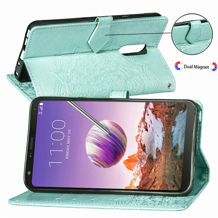 For LG Stylo 4 Halfway Mandala Embossing Pattern Horizontal Flip Leather Case with Holder & Card Slots & Wallet & Lanyard