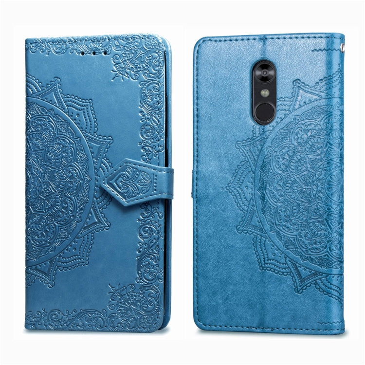 For LG Stylo 4 Halfway Mandala Embossing Pattern Horizontal Flip Leather Case with Holder & Card Slots & Wallet & Lanyard