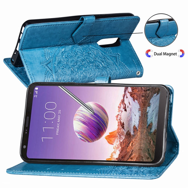 For LG Stylo 4 Halfway Mandala Embossing Pattern Horizontal Flip Leather Case with Holder & Card Slots & Wallet & Lanyard