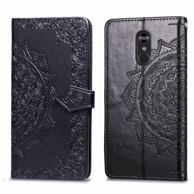For LG Stylo 4 Halfway Mandala Embossing Pattern Horizontal Flip Leather Case with Holder & Card Slots & Wallet & Lanyard