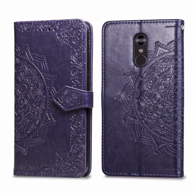 For LG Stylo 4 Halfway Mandala Embossing Pattern Horizontal Flip Leather Case with Holder & Card Slots & Wallet & Lanyard