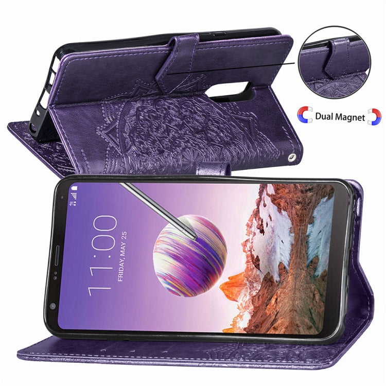 For LG Stylo 4 Halfway Mandala Embossing Pattern Horizontal Flip Leather Case with Holder & Card Slots & Wallet & Lanyard