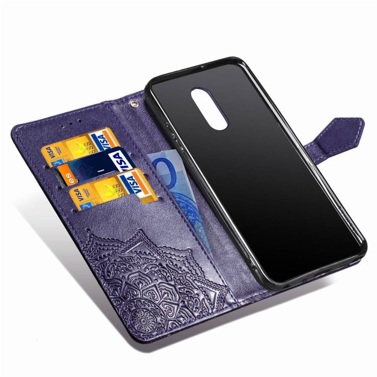 For LG Stylo 4 Halfway Mandala Embossing Pattern Horizontal Flip Leather Case with Holder & Card Slots & Wallet & Lanyard