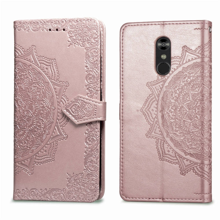 For LG Stylo 4 Halfway Mandala Embossing Pattern Horizontal Flip Leather Case with Holder & Card Slots & Wallet & Lanyard