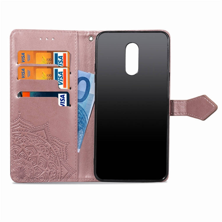 For LG Stylo 4 Halfway Mandala Embossing Pattern Horizontal Flip Leather Case with Holder & Card Slots & Wallet & Lanyard