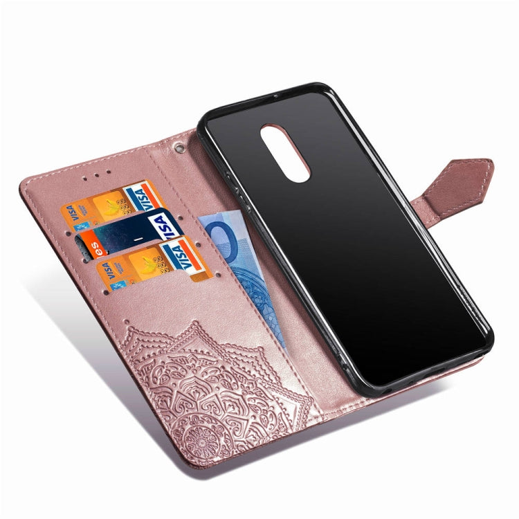 For LG Stylo 4 Halfway Mandala Embossing Pattern Horizontal Flip Leather Case with Holder & Card Slots & Wallet & Lanyard