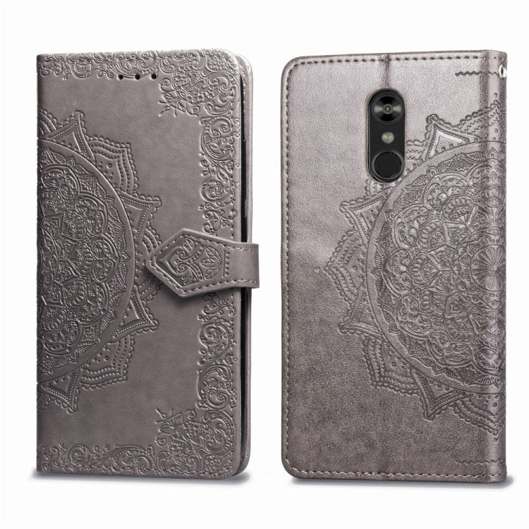 For LG Stylo 4 Halfway Mandala Embossing Pattern Horizontal Flip Leather Case with Holder & Card Slots & Wallet & Lanyard