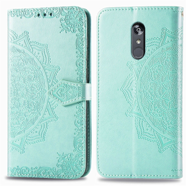 For LG Stylo 5 Halfway Mandala Embossing Pattern Horizontal Flip Leather Case with Holder & Card Slots & Wallet & Lanyard