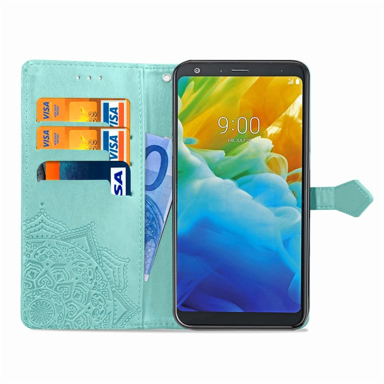 For LG Stylo 5 Halfway Mandala Embossing Pattern Horizontal Flip Leather Case with Holder & Card Slots & Wallet & Lanyard