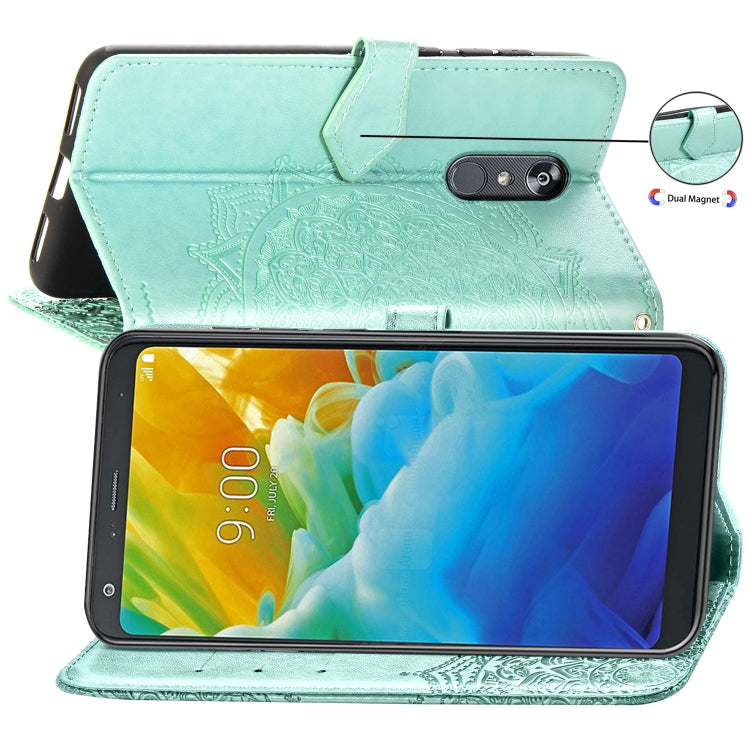 For LG Stylo 5 Halfway Mandala Embossing Pattern Horizontal Flip Leather Case with Holder & Card Slots & Wallet & Lanyard