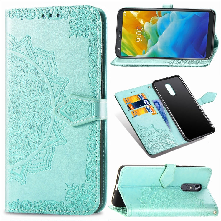For LG Stylo 5 Halfway Mandala Embossing Pattern Horizontal Flip Leather Case with Holder & Card Slots & Wallet & Lanyard