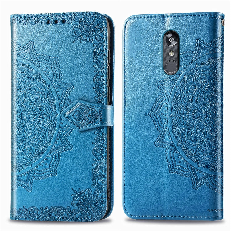 For LG Stylo 5 Halfway Mandala Embossing Pattern Horizontal Flip Leather Case with Holder & Card Slots & Wallet & Lanyard