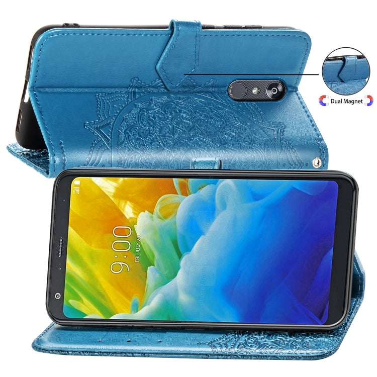 For LG Stylo 5 Halfway Mandala Embossing Pattern Horizontal Flip Leather Case with Holder & Card Slots & Wallet & Lanyard