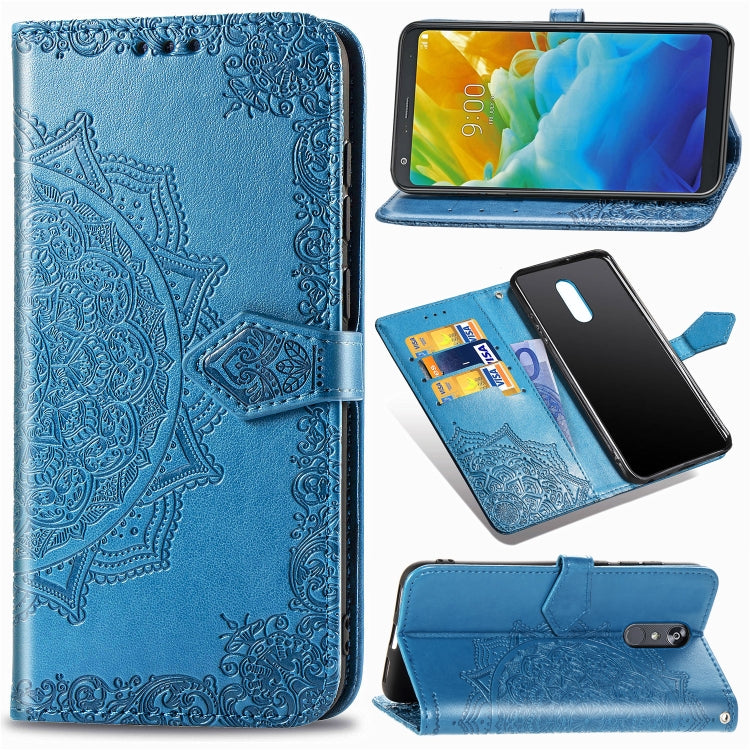 For LG Stylo 5 Halfway Mandala Embossing Pattern Horizontal Flip Leather Case with Holder & Card Slots & Wallet & Lanyard