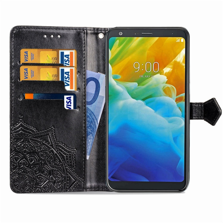 For LG Stylo 5 Halfway Mandala Embossing Pattern Horizontal Flip Leather Case with Holder & Card Slots & Wallet & Lanyard