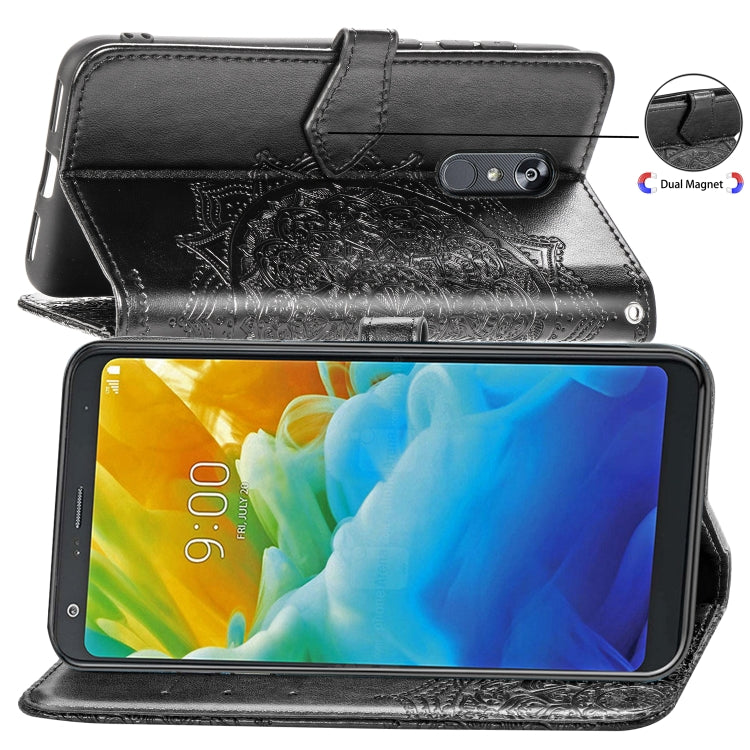 For LG Stylo 5 Halfway Mandala Embossing Pattern Horizontal Flip Leather Case with Holder & Card Slots & Wallet & Lanyard