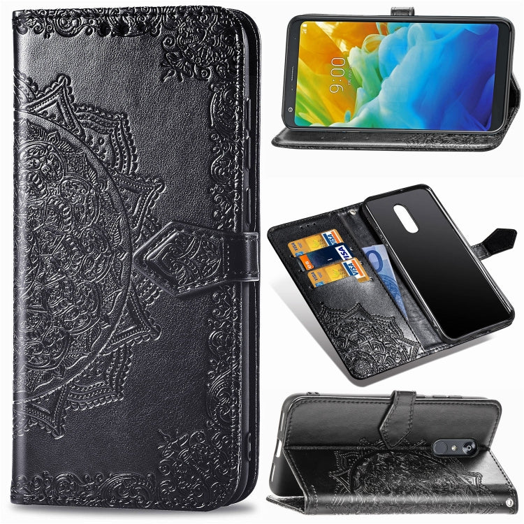 For LG Stylo 5 Halfway Mandala Embossing Pattern Horizontal Flip Leather Case with Holder & Card Slots & Wallet & Lanyard