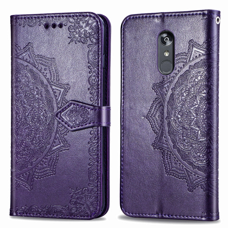 For LG Stylo 5 Halfway Mandala Embossing Pattern Horizontal Flip Leather Case with Holder & Card Slots & Wallet & Lanyard