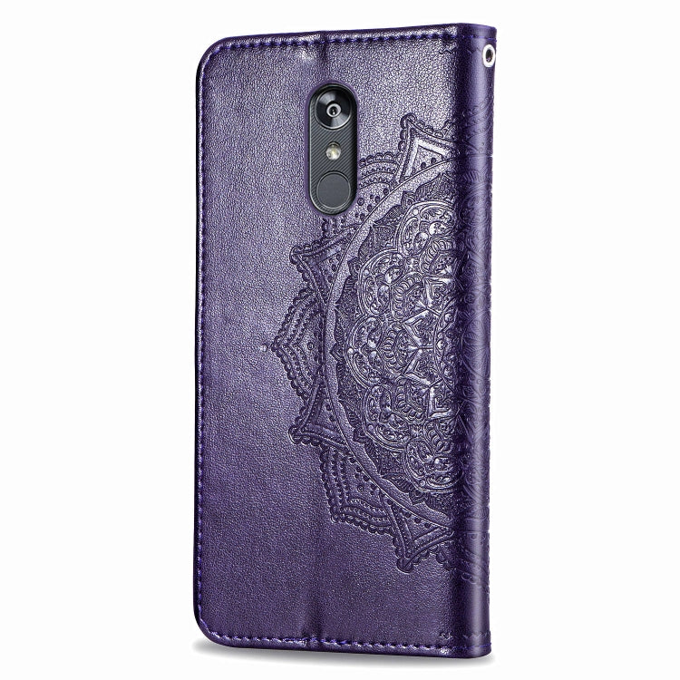 For LG Stylo 5 Halfway Mandala Embossing Pattern Horizontal Flip Leather Case with Holder & Card Slots & Wallet & Lanyard