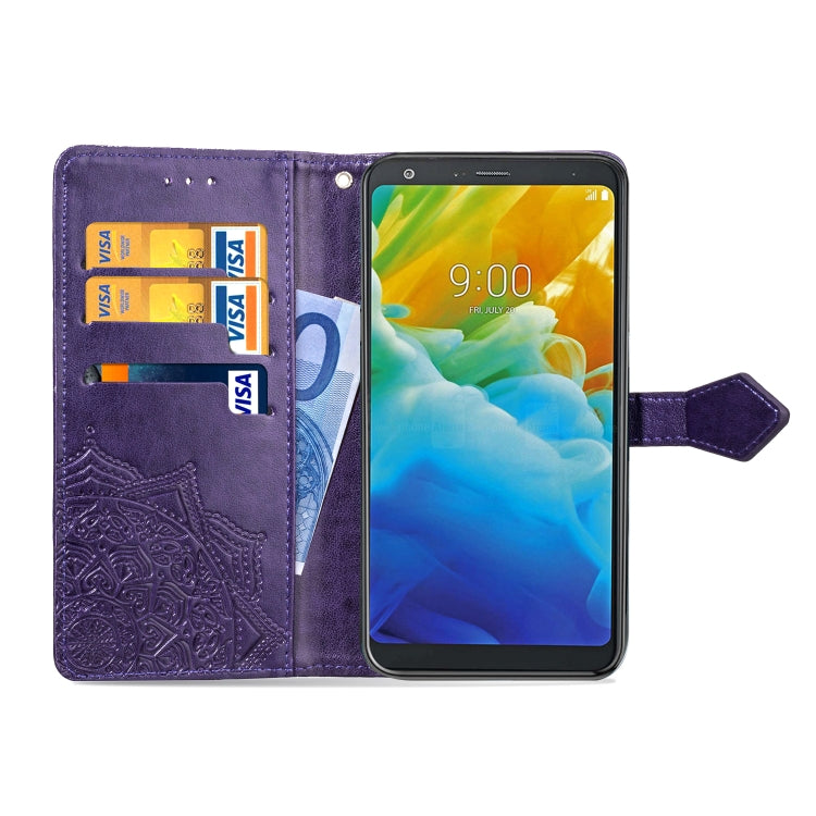 For LG Stylo 5 Halfway Mandala Embossing Pattern Horizontal Flip Leather Case with Holder & Card Slots & Wallet & Lanyard