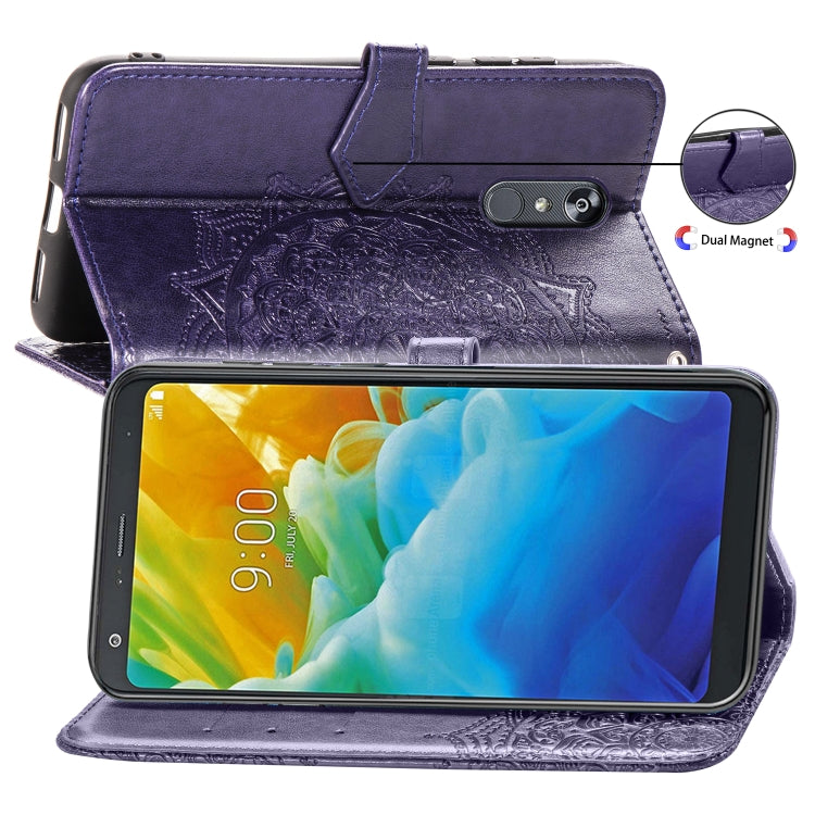 For LG Stylo 5 Halfway Mandala Embossing Pattern Horizontal Flip Leather Case with Holder & Card Slots & Wallet & Lanyard