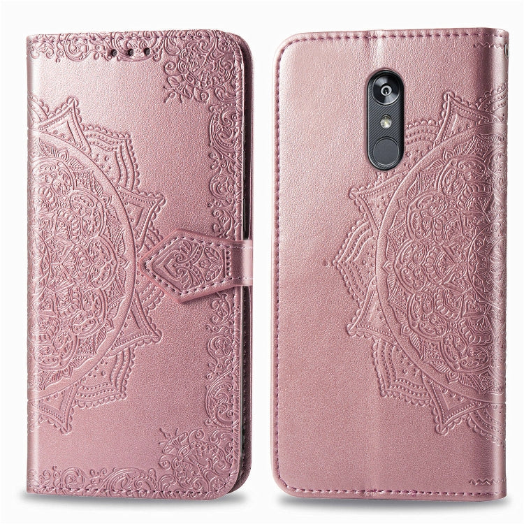 For LG Stylo 5 Halfway Mandala Embossing Pattern Horizontal Flip Leather Case with Holder & Card Slots & Wallet & Lanyard