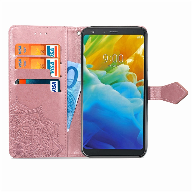 For LG Stylo 5 Halfway Mandala Embossing Pattern Horizontal Flip Leather Case with Holder & Card Slots & Wallet & Lanyard