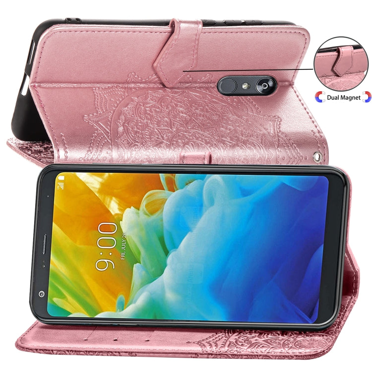 For LG Stylo 5 Halfway Mandala Embossing Pattern Horizontal Flip Leather Case with Holder & Card Slots & Wallet & Lanyard