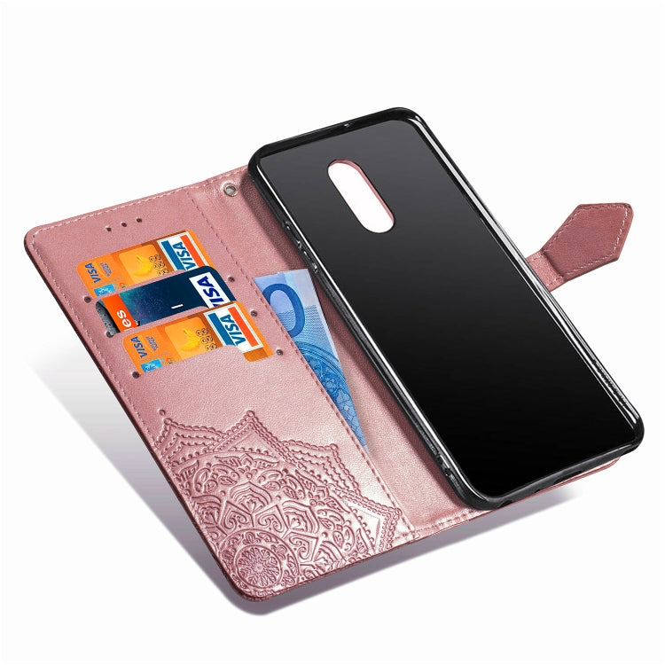 For LG Stylo 5 Halfway Mandala Embossing Pattern Horizontal Flip Leather Case with Holder & Card Slots & Wallet & Lanyard