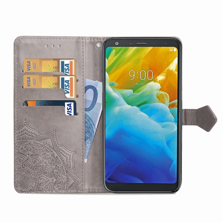 For LG Stylo 5 Halfway Mandala Embossing Pattern Horizontal Flip Leather Case with Holder & Card Slots & Wallet & Lanyard