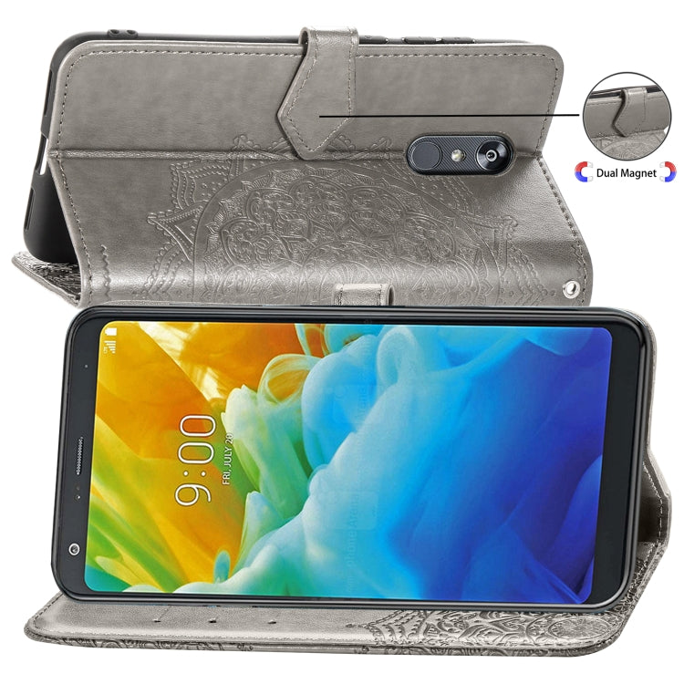 For LG Stylo 5 Halfway Mandala Embossing Pattern Horizontal Flip Leather Case with Holder & Card Slots & Wallet & Lanyard