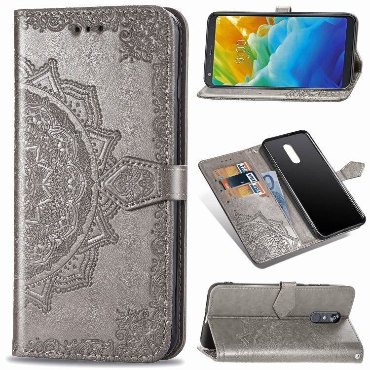 For LG Stylo 5 Halfway Mandala Embossing Pattern Horizontal Flip Leather Case with Holder & Card Slots & Wallet & Lanyard