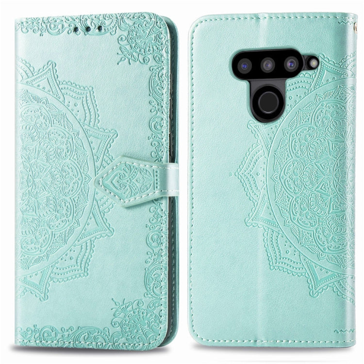 For LG V50 ThinQ Halfway Mandala Embossing Pattern Horizontal Flip Leather Case with Holder & Card Slots & Wallet & Lanyard