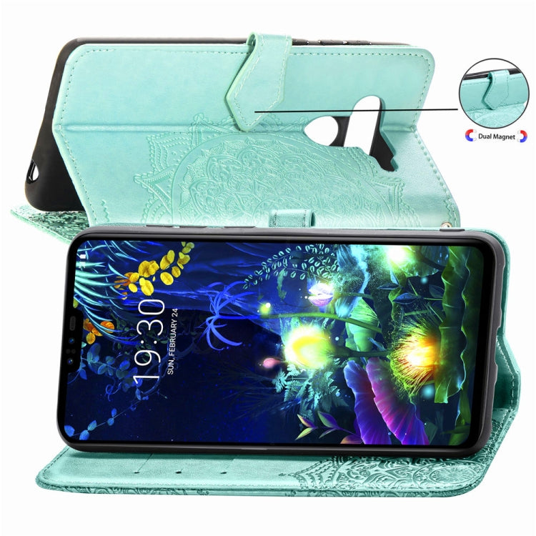 For LG V50 ThinQ Halfway Mandala Embossing Pattern Horizontal Flip Leather Case with Holder & Card Slots & Wallet & Lanyard