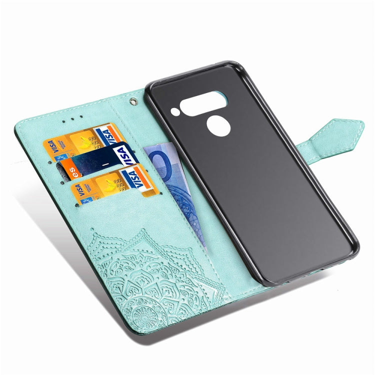 For LG V50 ThinQ Halfway Mandala Embossing Pattern Horizontal Flip Leather Case with Holder & Card Slots & Wallet & Lanyard