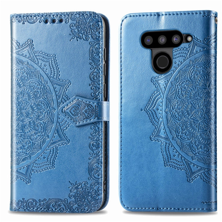 For LG V50 ThinQ Halfway Mandala Embossing Pattern Horizontal Flip Leather Case with Holder & Card Slots & Wallet & Lanyard